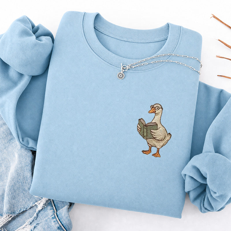 Embroidered Reading Goose Classic Crewneck Sweatshirt
