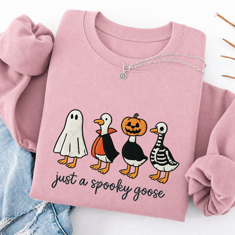 Embroidered Just A Spooky Goose Classic Crewneck Sweatshirt