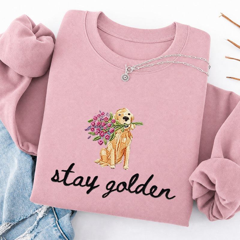 Embroidered Stay Golden Classic Crewneck Sweatshirt