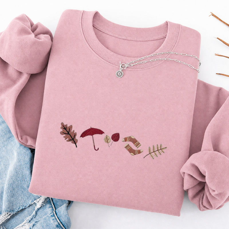 Embroidered Cozy Fall Classic Crewneck Sweatshirt
