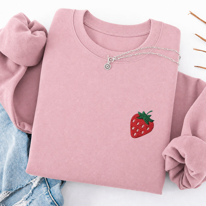 Embroidered Strawberry Classic Crewneck Sweatshirt