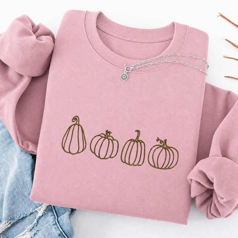 Embroidered Pumpkins Classic Crewneck Sweatshirt