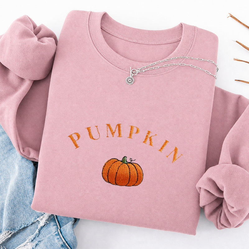 Embroidered Cute Pumpkin Classic Crewneck Sweatshirt