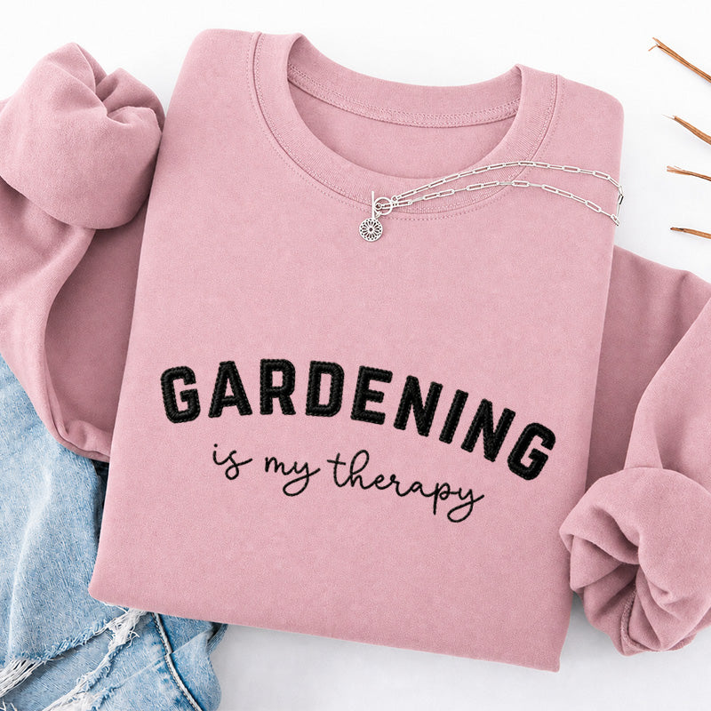 Embroidered Gardening Is My Therapy Classic Crewneck Sweatshirt