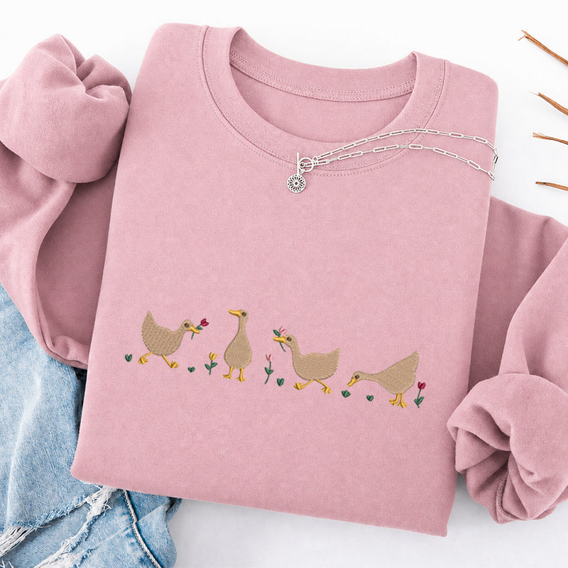 Embroidered Floral Silly Goose Classic Crewneck Sweatshirt