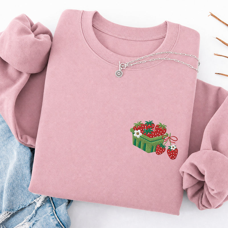 Embroidered Strawberry Blanket Classic Crewneck Sweatshirt