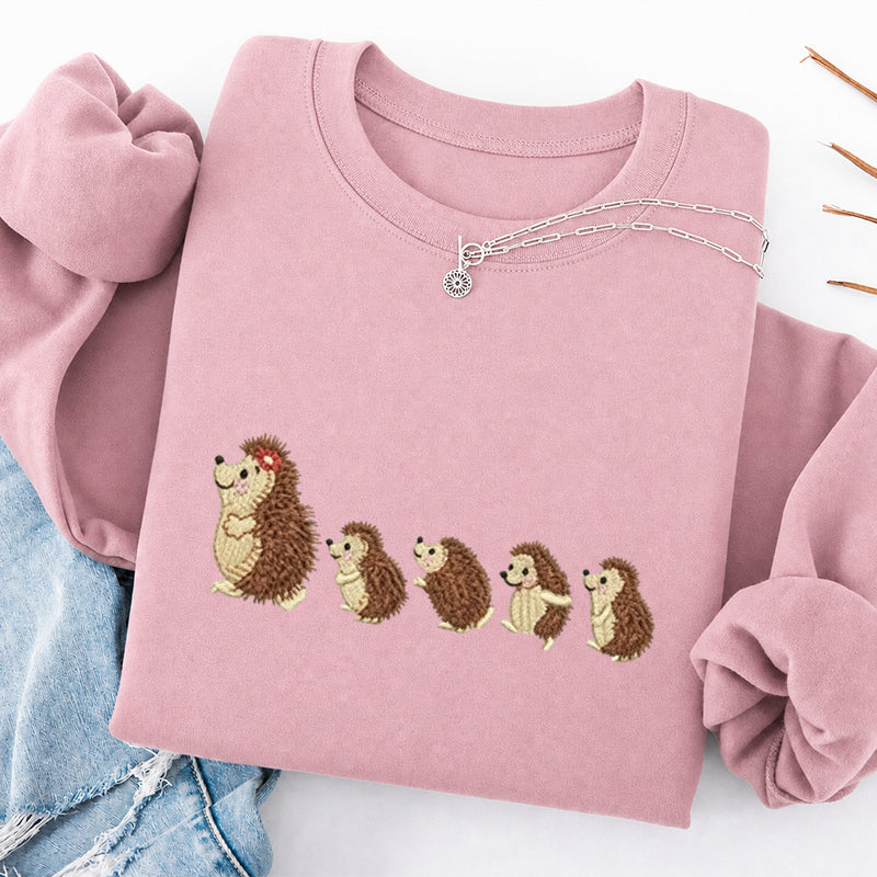 Embroidered Cute Hedgehog Classic Crewneck Sweatshirt