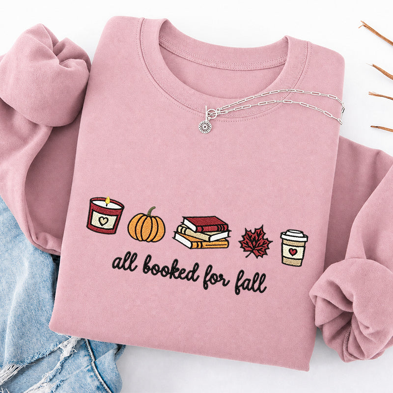 Embroidered All Booked For Fall Classic Crewneck Sweatshirt