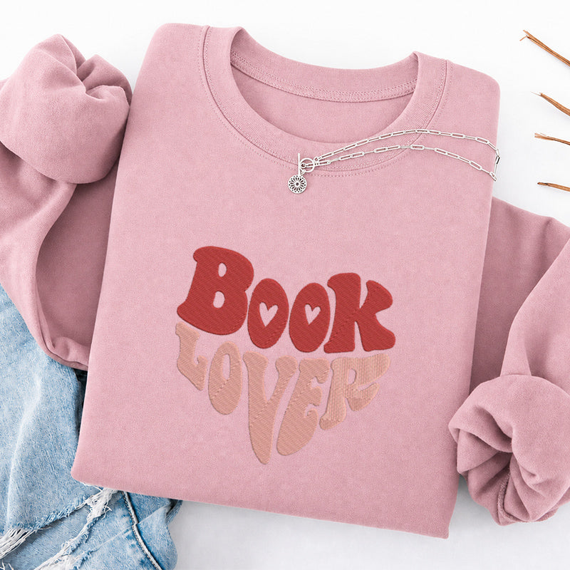 Embroidered Vintage Book Lover Classic Crewneck Sweatshirt