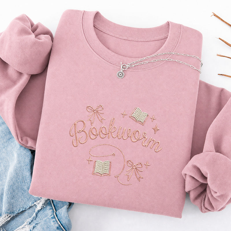 Embroidered Funny Bookworm Classic Crewneck Sweatshirt
