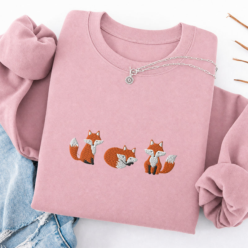 Embroidered Cute Fox Classic Crewneck Sweatshirt