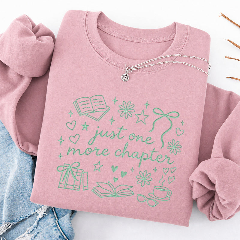Embroidered Just One More Chapter Classic Crewneck Sweatshirt