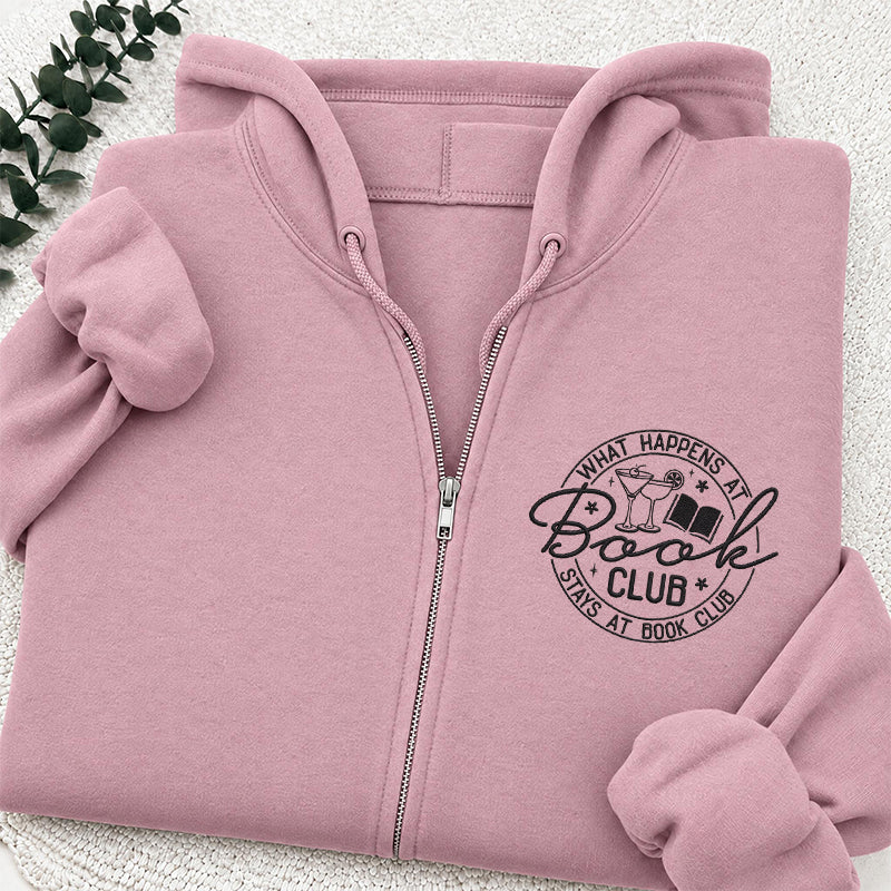 Embroidered Funny Book Club Classic Full Zip Hoodie