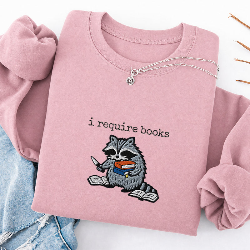Embroidered I Required Books Classic Crewneck Sweatshirt