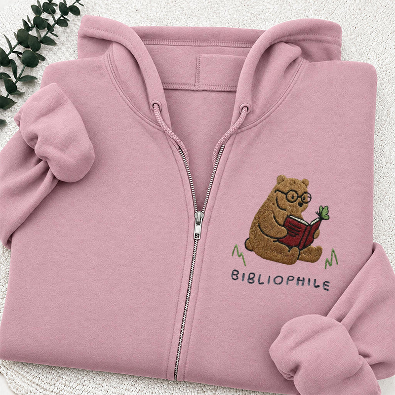 Embroidered Reading Bear Classic Full Zip Hoodie