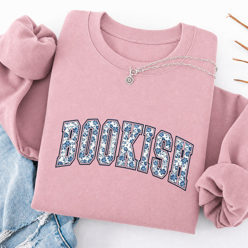 Embroidered Retro Bookish Classic Crewneck Sweatshirt