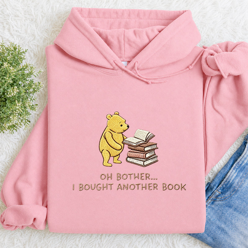 Embroidered Funny Bear Reading Books Classic Adult Unisex Hoodie
