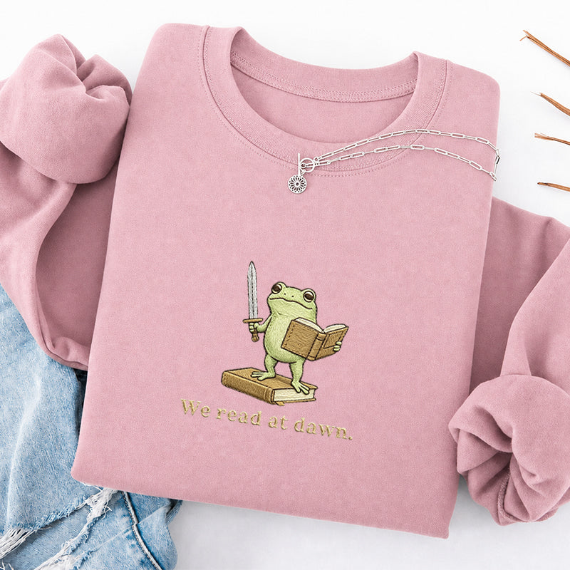 Embroidered We Read At Dawn Classic Crewneck Sweatshirt