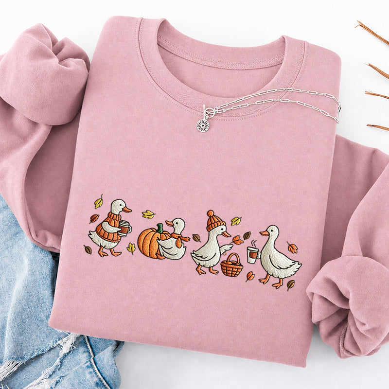 Embroidered Autumn Goose Classic Crewneck Sweatshirt