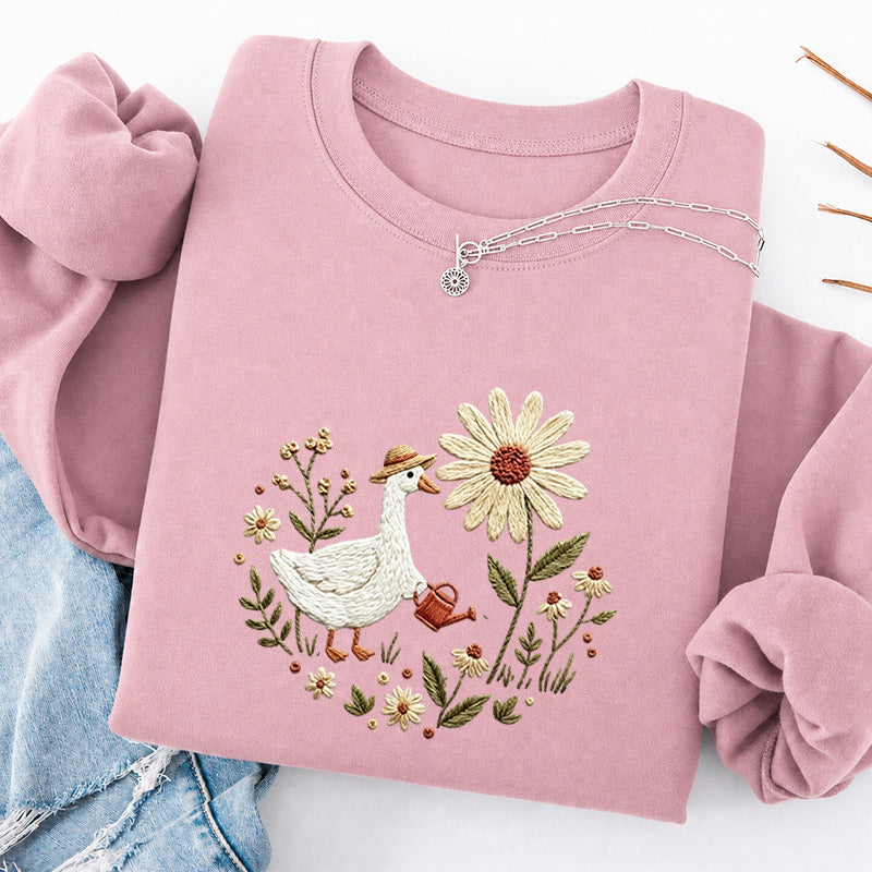 Embroidered Goose Garden Classic Crewneck Sweatshirt