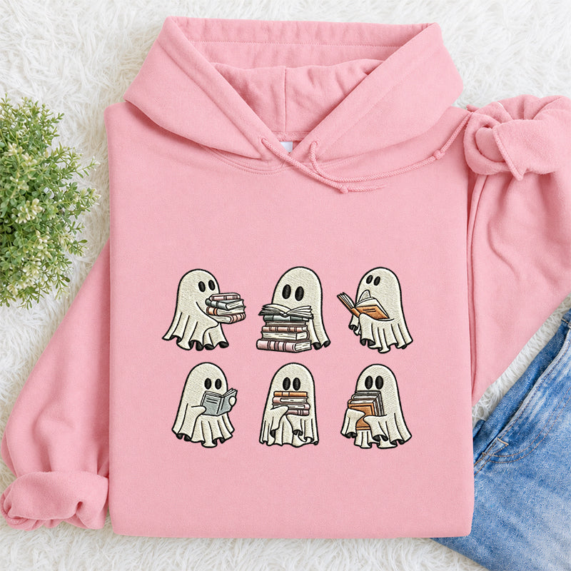 Embroidered Halloween Ghost Book Classic Adult Unisex Hoodie