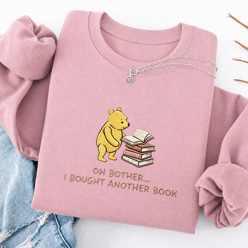 Embroidered Funny Bear Reading Books Classic Crewneck Sweatshirt