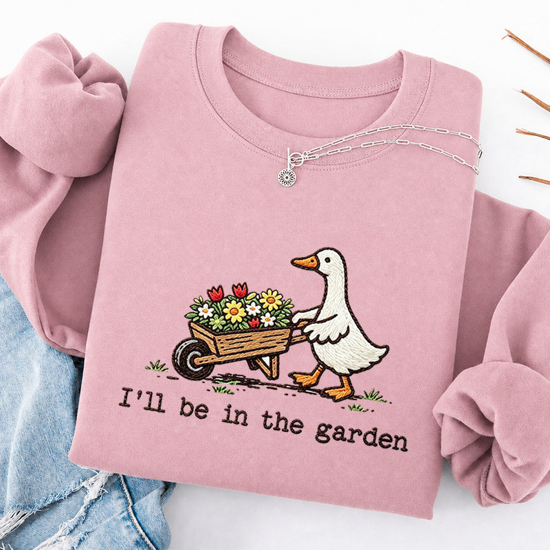 Embroidered Silly Goose Garden Classic Crewneck Sweatshirt