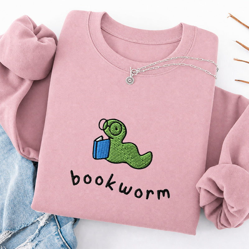 Embroidered Funny Bookworm Classic Crewneck Sweatshirt