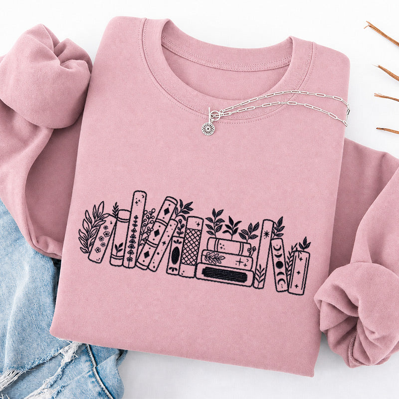 Embroidered Flower Book Classic Crewneck Sweatshirt