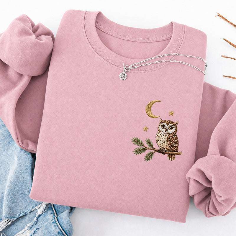 Embroidered Night Owl Classic Crewneck Sweatshirt