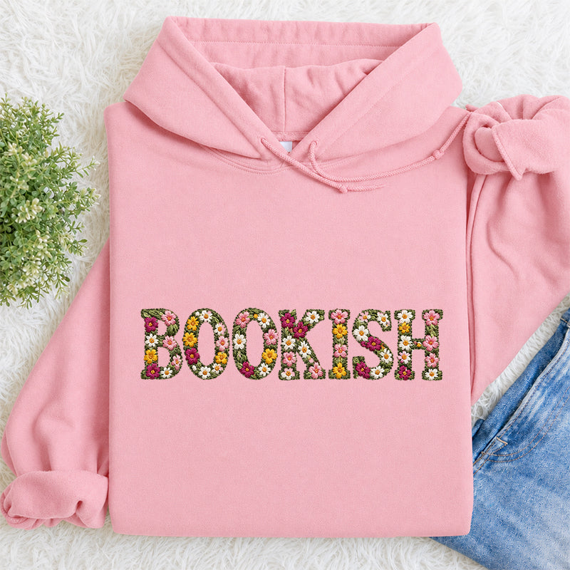 Embroidered Floral Bookish Classic Adult Unisex Hoodie