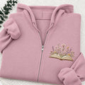 Embroidered Floral Book Adult Unisex Full Zip Hoodie