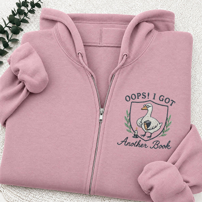 Embroidered Goose Got Another Book Classic Adult Unisex Full Zip Hoodie