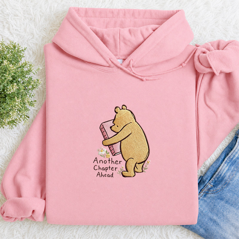Embroidered Reading Bear Another Chapter Classic Adult Unisex Hoodie