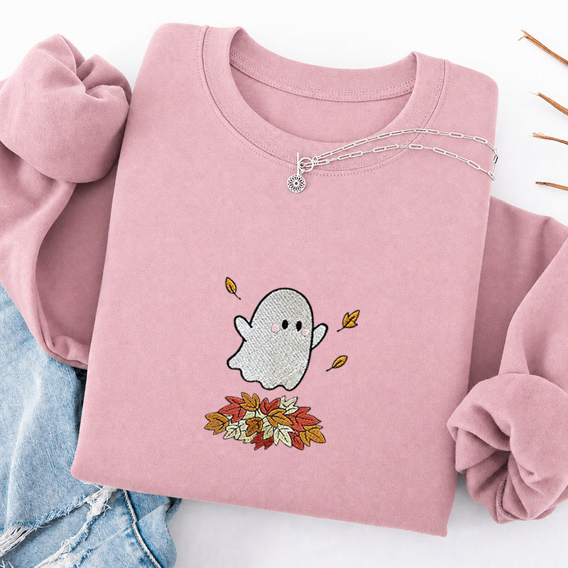 Embroidered Fall Ghost Classic Crewneck Sweatshirt