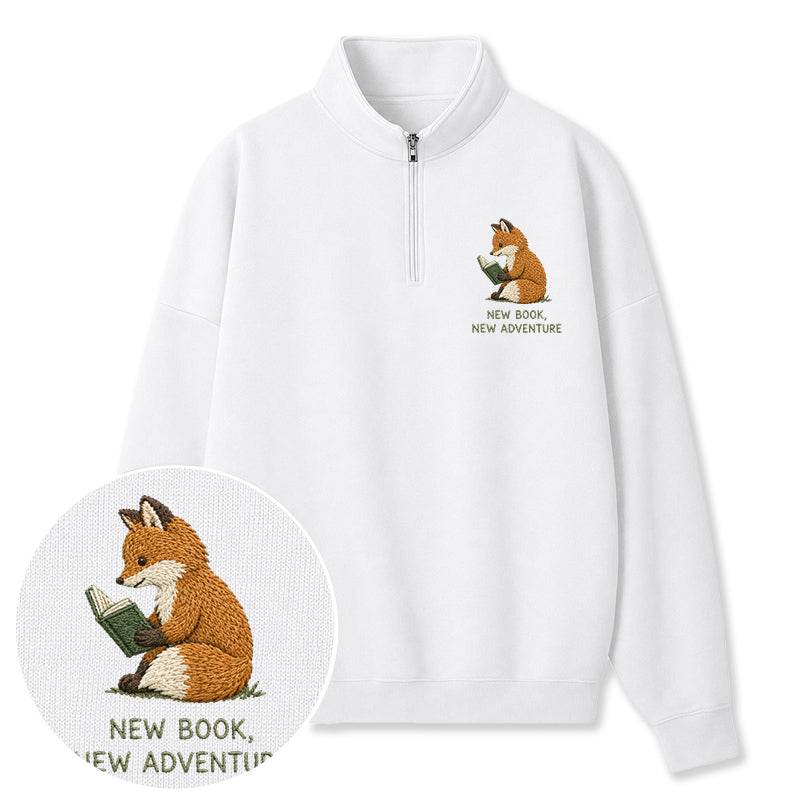 Embroidered New Book New Adventure Classic Quarter Zip Sweatshirt