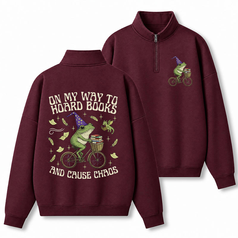 Off To Hoard Books Bookish Frog Classic Quarter Zip Sweatshirt