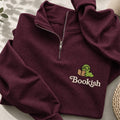 Embroidered Bookish Worm Classic Quarter Zip Sweatshirt