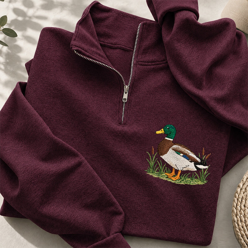 Embroidered Mallard Duck Classic Quarter Zip Sweatshirt