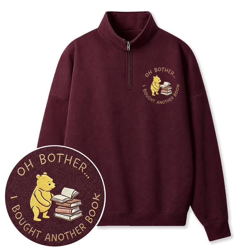 Embroidered Funny Bear Reading Books Classic Quarter Zip Sweatshirt