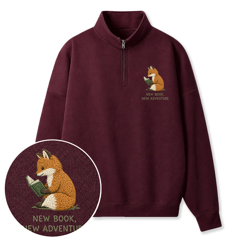 Embroidered New Book New Adventure Classic Quarter Zip Sweatshirt
