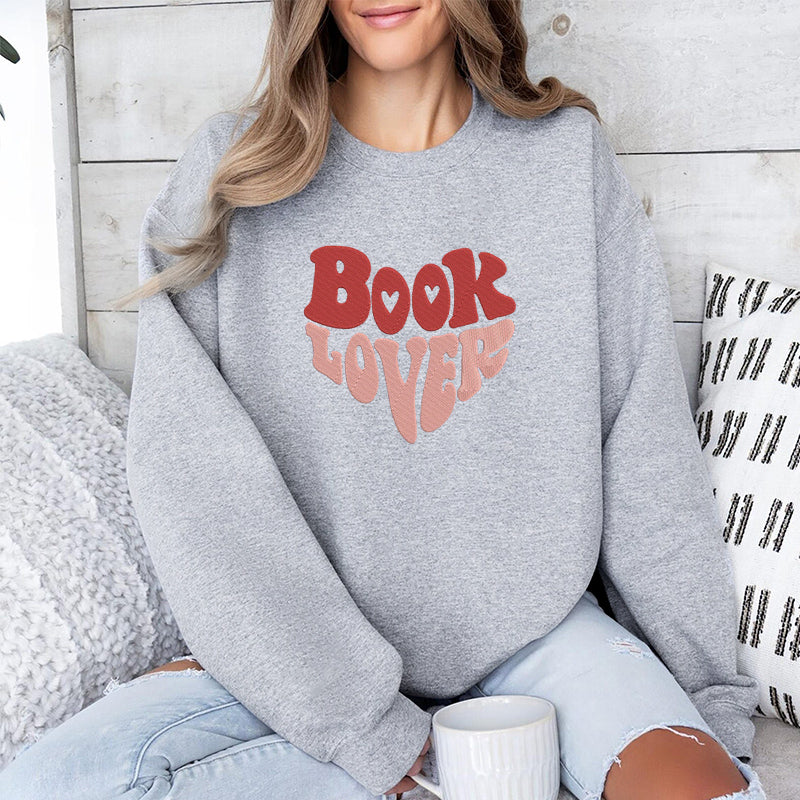 Embroidered Vintage Book Lover Classic Crewneck Sweatshirt