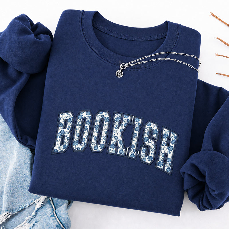Embroidered Retro Bookish Classic Crewneck Sweatshirt