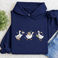 Embroidered Goose Reading Books Classic Adult Unisex Hoodie