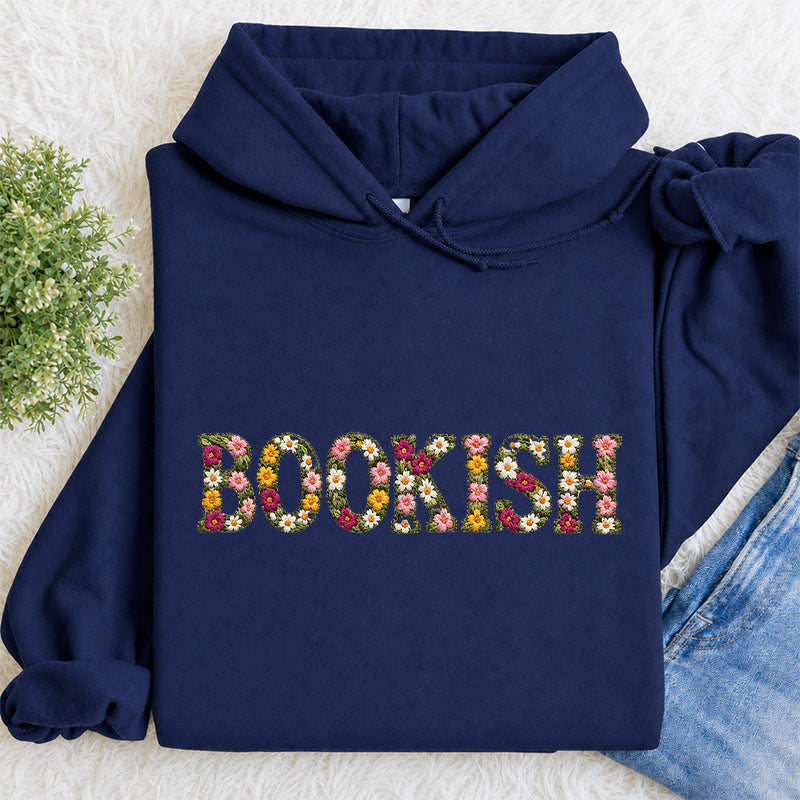 Embroidered Floral Bookish Classic Adult Unisex Hoodie