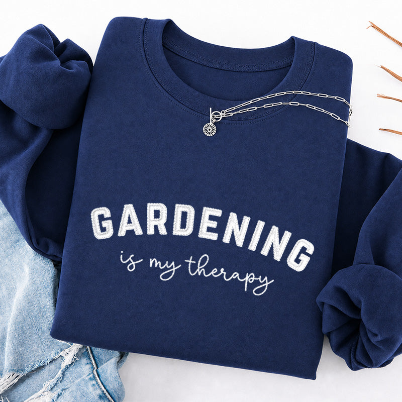 Embroidered Gardening Is My Therapy Classic Crewneck Sweatshirt