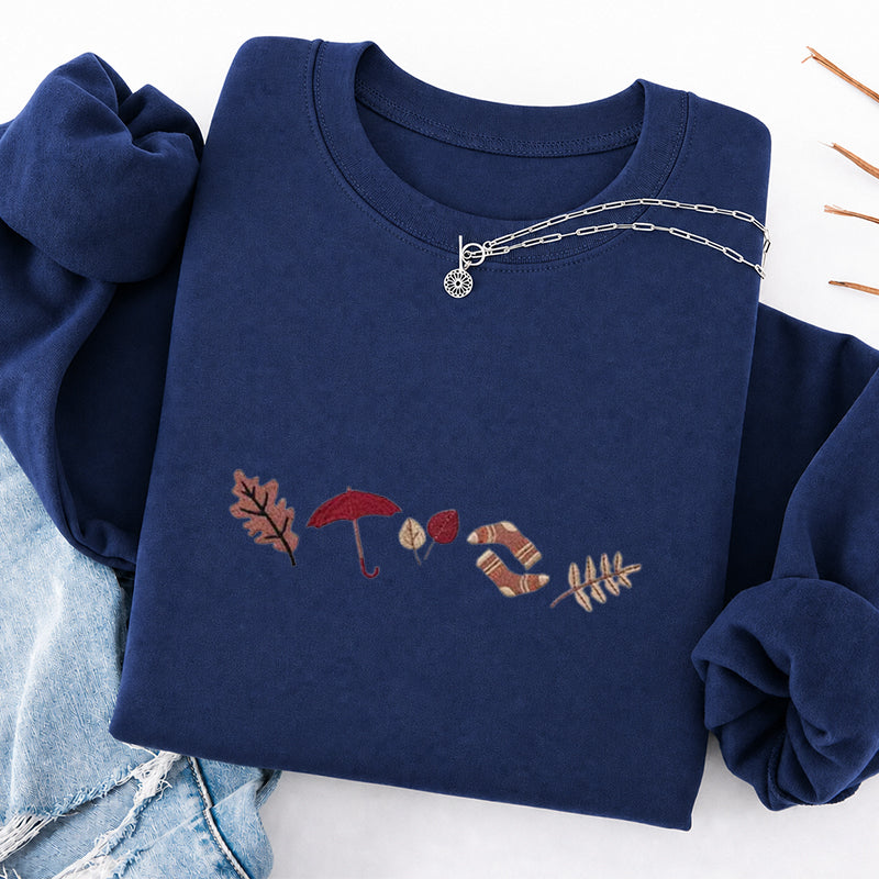 Embroidered Cozy Fall Classic Crewneck Sweatshirt