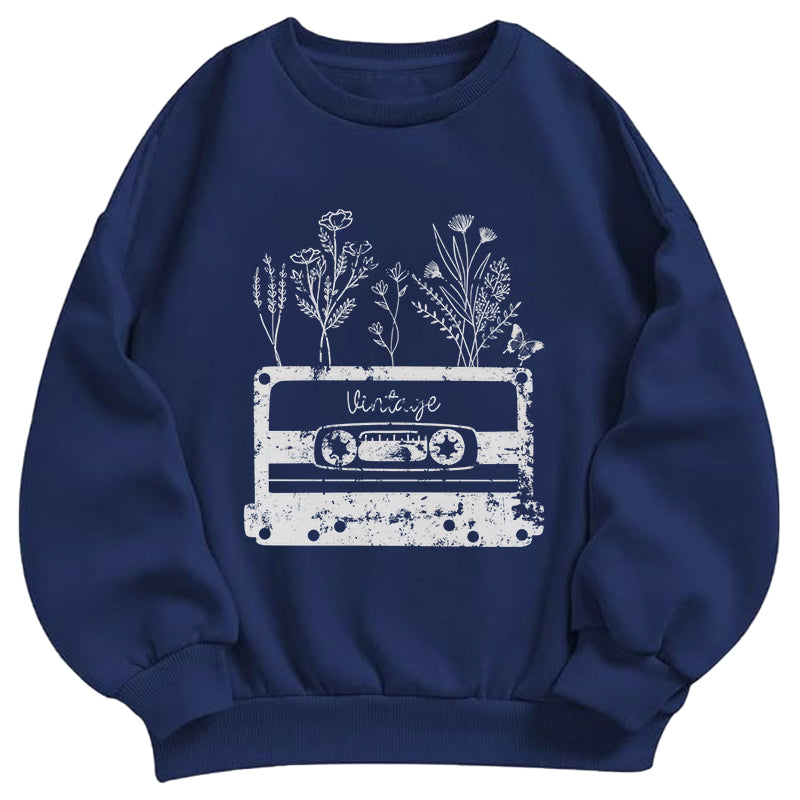 Vintage Cassette Wildflowers Classic Adult Unisex Crewneck Sweatshirts