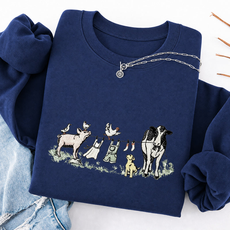 Embroidered Farm Laundry Day Classic Crewneck Sweatshirt