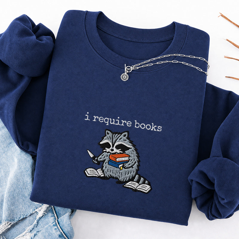 Embroidered I Required Books Classic Crewneck Sweatshirt